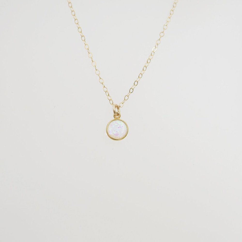 Opal Solitaire Necklace Simple Opal Necklace 14kt Gold Filled